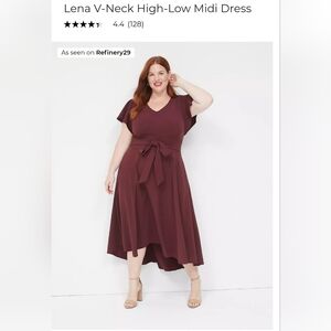 Lena V-neck High Low Midi Dress